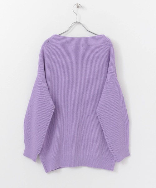 KBF+(ケービーエフプラス)の「KBF+ 片畦ボトルネックニット∴(ニット/セーター・レディース・アイボリー/パープル/ダークブラウン・ONE)」の14枚目の写真