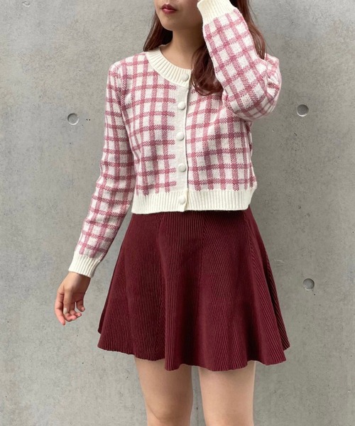 titty＆Co. PETIT（ティティアンドコープティ）の「【titty&Co.PETIT】リブフレアミニスカート（スカート・レディース・ベージュ/レッド/ブラック/ブラウン・FREE）」の4枚目の写真