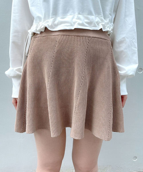 titty＆Co. PETIT（ティティアンドコープティ）の「【titty&Co.PETIT】リブフレアミニスカート（スカート・レディース・ベージュ/レッド/ブラック/ブラウン・FREE）」の7枚目の写真