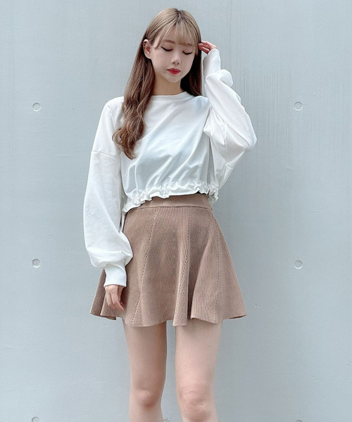 titty＆Co. PETIT（ティティアンドコープティ）の「【titty&Co.PETIT】リブフレアミニスカート（スカート・レディース・ベージュ/レッド/ブラック/ブラウン・FREE）」の8枚目の写真