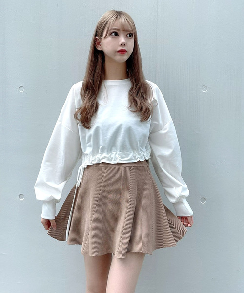 titty＆Co. PETIT（ティティアンドコープティ）の「【titty&Co.PETIT】リブフレアミニスカート（スカート・レディース・ベージュ/レッド/ブラック/ブラウン・FREE）」の6枚目の写真