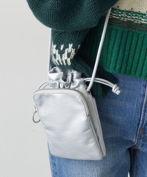 CIAOPANIC TYPY（チャオパニックティピー）の「ダブルポケット巾着ポシェット（ショルダーバッグ・レディース・ホワイト/シルバー/ブラウン・ONE SIZE）」の4枚目の写真