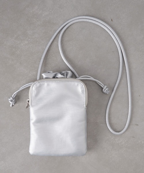 CIAOPANIC TYPY（チャオパニックティピー）の「ダブルポケット巾着ポシェット（ショルダーバッグ・レディース・ホワイト/シルバー/ブラウン・ONE SIZE）」の14枚目の写真