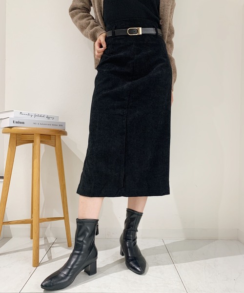 CLEA（クレア）の「ベルト付きコーデュロイタイトスカート（スカート・レディース・ブラウン/ブラック・FREE）」の2枚目の写真