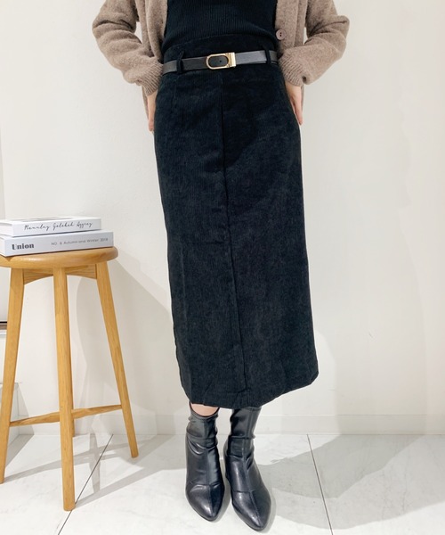 CLEA（クレア）の「ベルト付きコーデュロイタイトスカート（スカート・レディース・ブラウン/ブラック・FREE）」の4枚目の写真