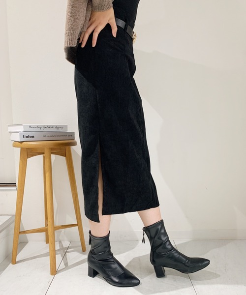 CLEA（クレア）の「ベルト付きコーデュロイタイトスカート（スカート・レディース・ブラウン/ブラック・FREE）」の5枚目の写真