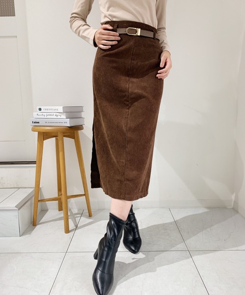 CLEA（クレア）の「ベルト付きコーデュロイタイトスカート（スカート・レディース・ブラウン/ブラック・FREE）」の17枚目の写真