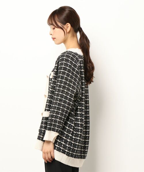 SpRay（スプレイ）の「ジャガードラメバイカラーロングカーディガン（カーディガン/ボレロ・レディース・アイボリー/ブラック・FREE）」の9枚目の写真