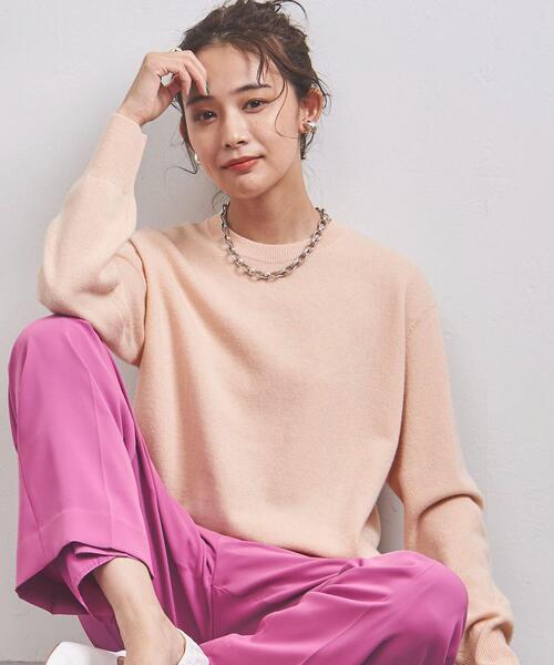 UNITED ARROWS（ユナイテッドアローズ）の「＜UNITED ARROWS＞W バイアス クルーネック ニット W（ニット/セーター・レディース・オフホワイト/ライトピンク/ライラック・FREE）」の7枚目の写真