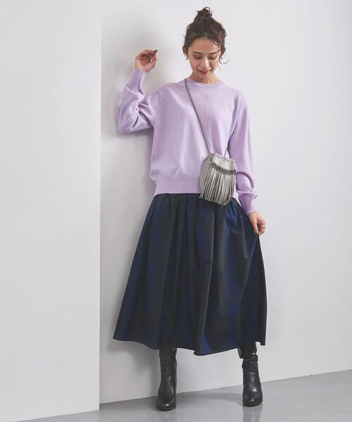 UNITED ARROWS（ユナイテッドアローズ）の「＜UNITED ARROWS＞W バイアス クルーネック ニット W（ニット/セーター・レディース・オフホワイト/ライトピンク/ライラック・FREE）」の10枚目の写真