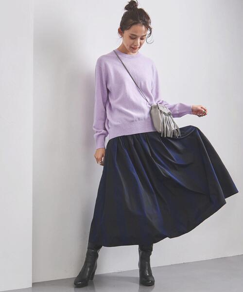 UNITED ARROWS（ユナイテッドアローズ）の「＜UNITED ARROWS＞W バイアス クルーネック ニット W（ニット/セーター・レディース・オフホワイト/ライトピンク/ライラック・FREE）」の13枚目の写真