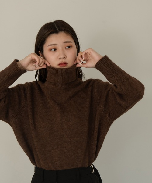 Amiur(エミレ)の「high neck chewy knit(ニット/セーター・レディース・ベージュ/ブラウン/ブラック・FREE)」の8枚目の写真