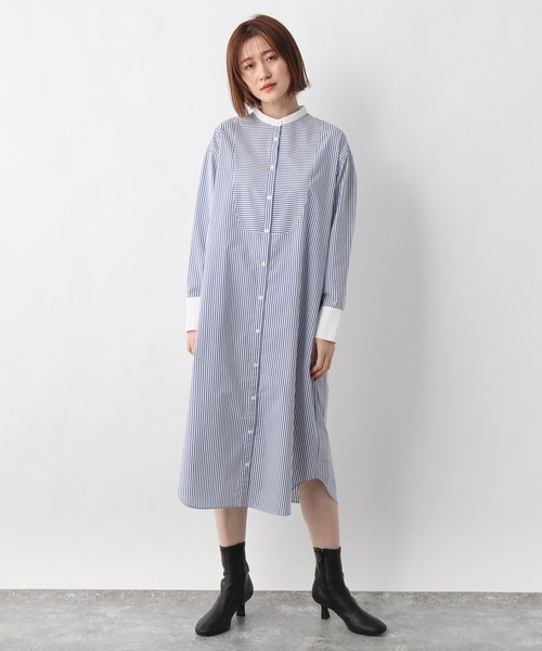 A part by（アパートバイ）の「SC＊バンドカラーシャツワンピース　214585（ワンピース・レディース・オフホワイト/ブルー/パープル系その他・MEDIUM/XX-LARGE/SMALL/LARGE）」の7枚目の写真