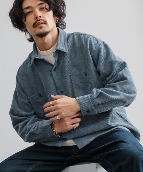 SIDEWAY STANCE（サイドウェイスタンス）の「【SIDEWAY STANCE】コーデュロイ ワイド ワークシャツ（シャツ/ブラウス・メンズ・ベージュ/カーキ/バーガンディー/ホワイト/ブルー・LARGE/MEDIUM）」の5枚目の写真