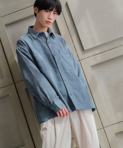 SIDEWAY STANCE（サイドウェイスタンス）の「【SIDEWAY STANCE】コーデュロイ ワイド ワークシャツ（シャツ/ブラウス・メンズ・ベージュ/カーキ/バーガンディー/ホワイト/ブルー・LARGE/MEDIUM）」の13枚目の写真