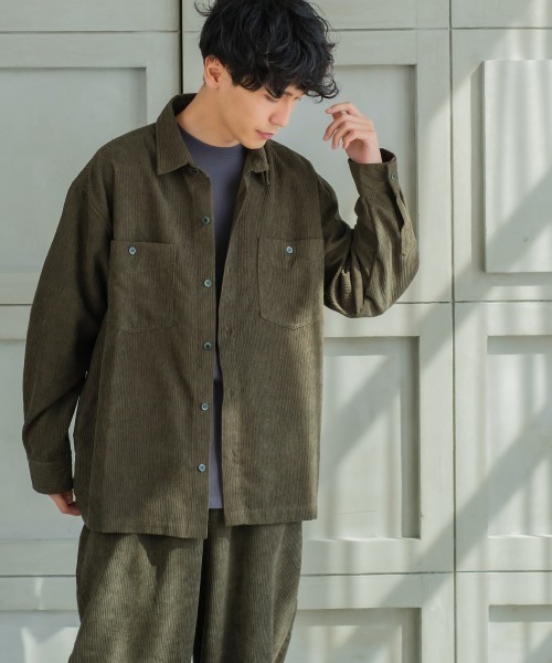 SIDEWAY STANCE（サイドウェイスタンス）の「【SIDEWAY STANCE】コーデュロイ ワイド ワークシャツ（シャツ/ブラウス・メンズ・ベージュ/カーキ/バーガンディー/ホワイト/ブルー・LARGE/MEDIUM）」の7枚目の写真