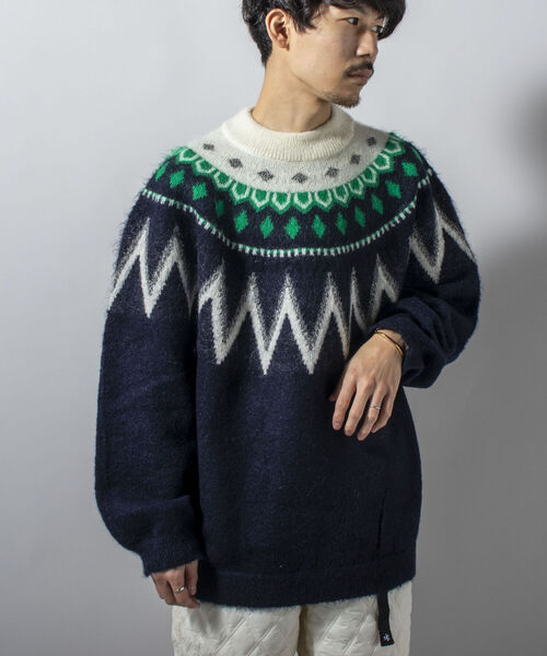 GLOSTER（グロスター）の「【unlume/アンルーム】PHILIPPE モヘヤプルオーバーニット（ニット/セーター・メンズ・ブラック/ネイビー・MEDIUM/LARGE）」の8枚目の写真