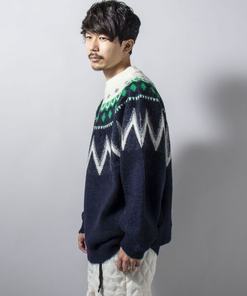 GLOSTER（グロスター）の「【unlume/アンルーム】PHILIPPE モヘヤプルオーバーニット（ニット/セーター・メンズ・ブラック/ネイビー・MEDIUM/LARGE）」の17枚目の写真