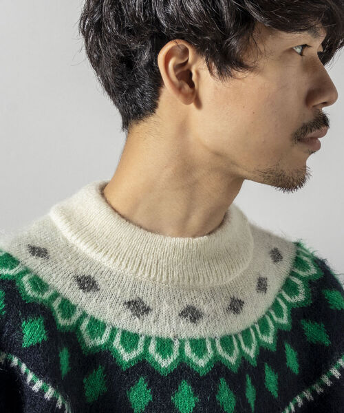 GLOSTER（グロスター）の「【unlume/アンルーム】PHILIPPE モヘヤプルオーバーニット（ニット/セーター・メンズ・ブラック/ネイビー・MEDIUM/LARGE）」の11枚目の写真