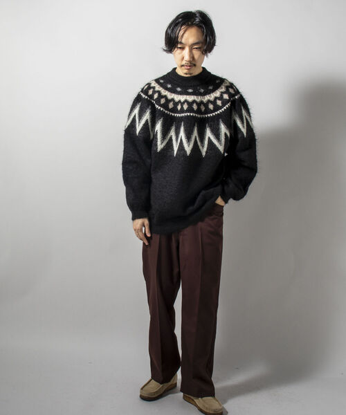 GLOSTER（グロスター）の「【unlume/アンルーム】PHILIPPE モヘヤプルオーバーニット（ニット/セーター・メンズ・ブラック/ネイビー・MEDIUM/LARGE）」の18枚目の写真