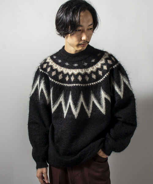 GLOSTER（グロスター）の「【unlume/アンルーム】PHILIPPE モヘヤプルオーバーニット（ニット/セーター・メンズ・ブラック/ネイビー・MEDIUM/LARGE）」の15枚目の写真