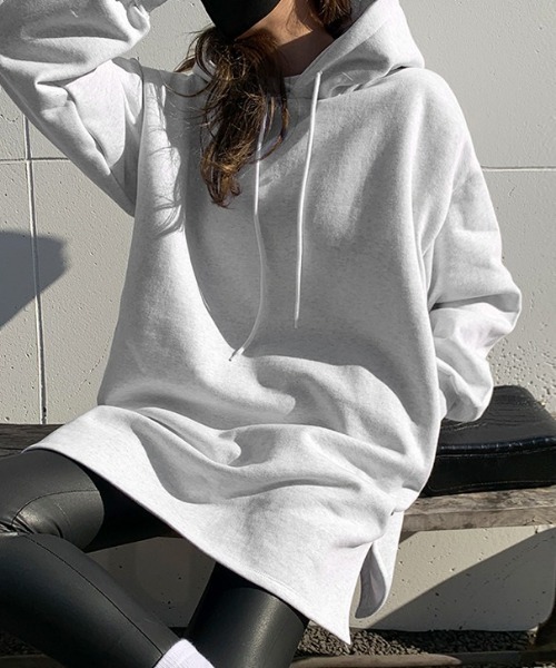 NANING9（ナンニング）の「NANING9 オーバーサイズロングパーカー（パーカー・レディース・ホワイト/ベージュ・FREE）」の2枚目の写真