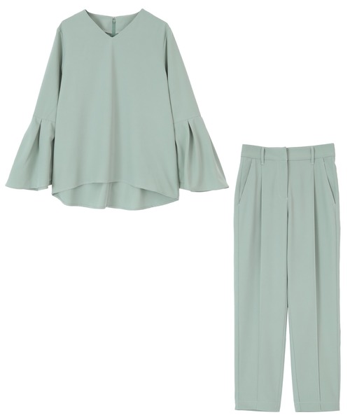 UR'S（ユアーズ）の「ﾌﾚｱｽﾘｰﾌﾞﾄｯﾌﾟｽ×ﾃｰﾊﾟｰﾄﾞﾊﾟﾝﾂ（セットアップ・レディース・ブラック/ネイビー/グリーン/ベージュ・S/M/L）」の6枚目の写真