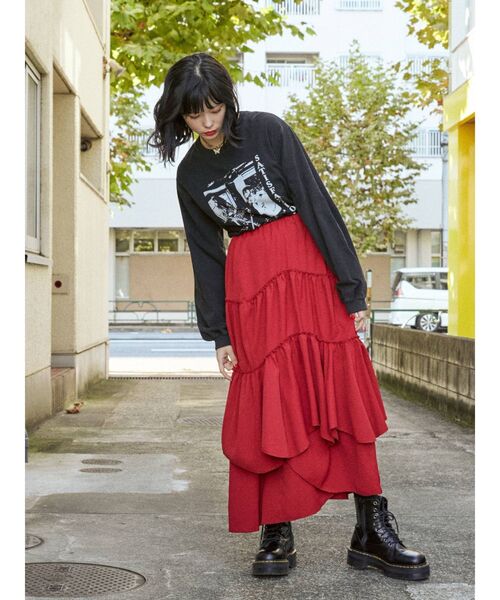 jouetie（ジュエティ）の「カラーステッチグランジ ロンT（Tシャツ/カットソー・レディース・ブラック/レッド/オフホワイト・MEDIUM）」の11枚目の写真