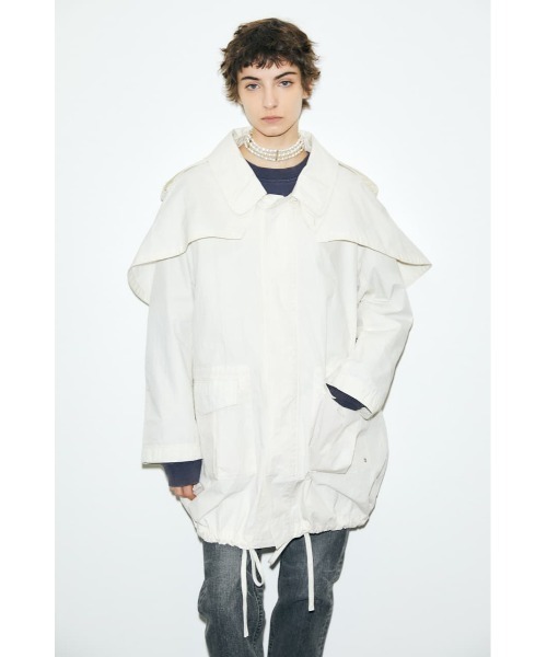 MOUSSY（マウジー）の「UTILITY CAPE ジャケット（ミリタリージャケット・レディース・カーキ/ターコイズブルー/アイボリー・FREE）」の19枚目の写真