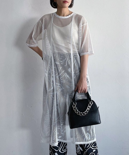 PAGEBOY（ページボーイ）の「レイヤードメッシュワンピース（ワンピース・レディース・ブラック/オフホワイト・FREE）」の3枚目の写真