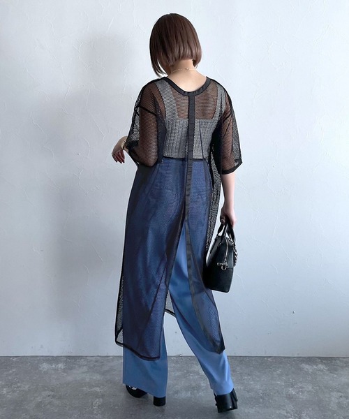 PAGEBOY（ページボーイ）の「レイヤードメッシュワンピース（ワンピース・レディース・ブラック/オフホワイト・FREE）」の6枚目の写真