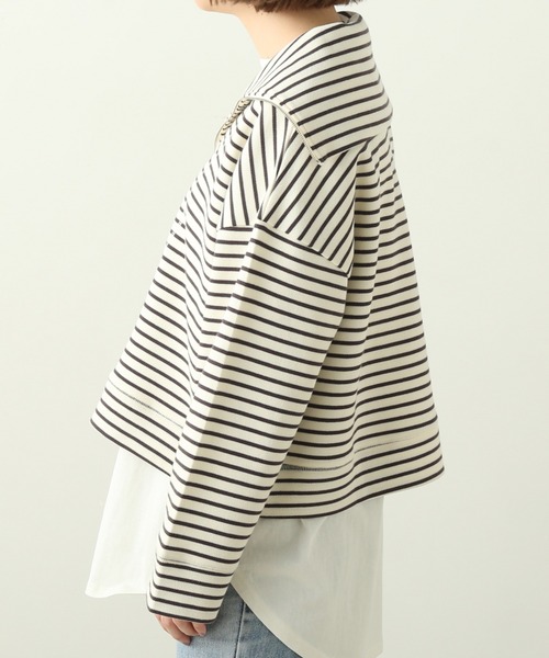 frames RAY CASSIN（フレームスレイカズン）の「WEB限定 ハーフジップセーラーカラーカットソー（Tシャツ/カットソー・レディース・オフホワイト/イエロー/キナリ・FREE）」の6枚目の写真