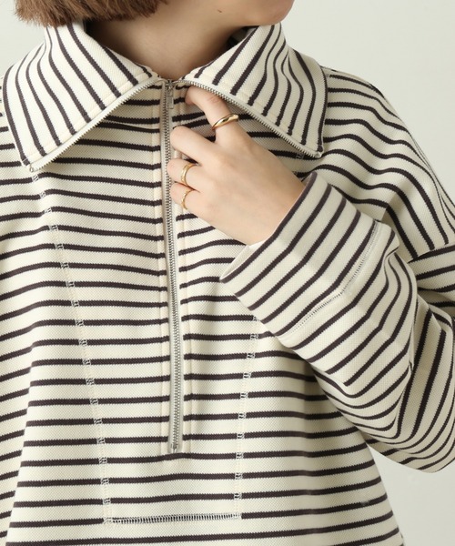 frames RAY CASSIN（フレームスレイカズン）の「WEB限定 ハーフジップセーラーカラーカットソー（Tシャツ/カットソー・レディース・オフホワイト/イエロー/キナリ・FREE）」の9枚目の写真