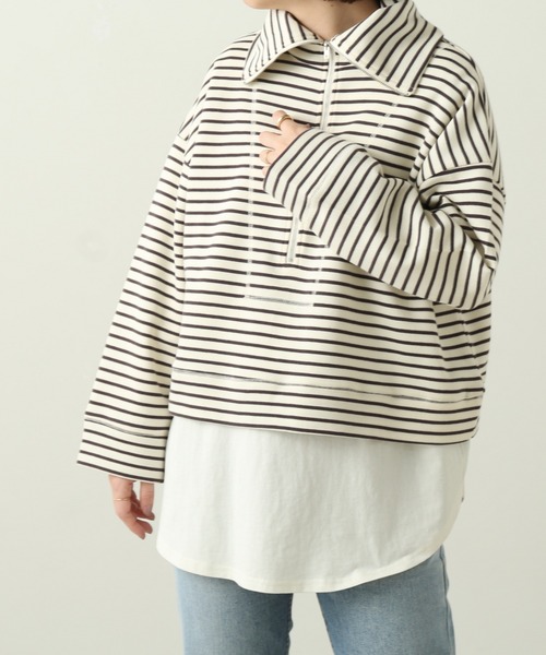 frames RAY CASSIN（フレームスレイカズン）の「WEB限定 ハーフジップセーラーカラーカットソー（Tシャツ/カットソー・レディース・オフホワイト/イエロー/キナリ・FREE）」の8枚目の写真