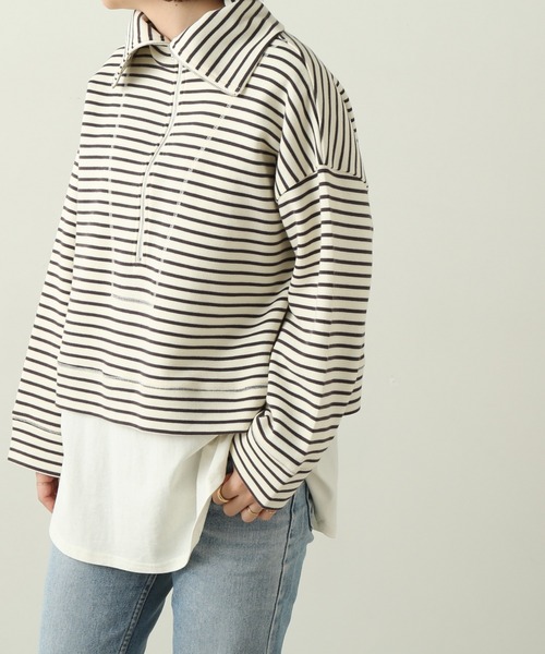 frames RAY CASSIN（フレームスレイカズン）の「WEB限定 ハーフジップセーラーカラーカットソー（Tシャツ/カットソー・レディース・オフホワイト/イエロー/キナリ・FREE）」の7枚目の写真