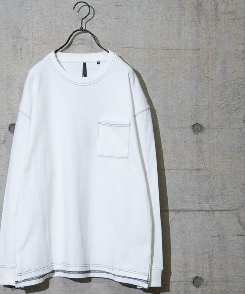 JOHN'S CLOSET(ジョンズクローゼット)の「【i】OE天竺ステッチングロングスリーブTシャツ(Tシャツ/カットソー・メンズ・サンドベージュ/ホワイト/サックスブルー/チャコールグレー/グリーン/ブラック・MEDIUM/LARGE/X-LARGE)」の2枚目の写真