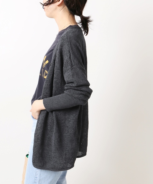 IENA◆カーディガン/リネン/BLK/23-080-900-7010-1-0/テープヤーン 2WAY Vネックカーディカ テープヤーン 2WAY Vネックカーディガン | イエナ(IENA