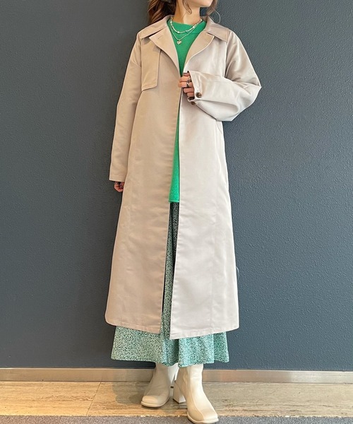 AS KNOW AS PINKY（アズノゥアズピンキー）の「ばさ重ねステンカラーコート（ステンカラーコート・レディース・ピンク/イエロー/ブルーグレー/ライトベージュ・FREE）」の3枚目の写真