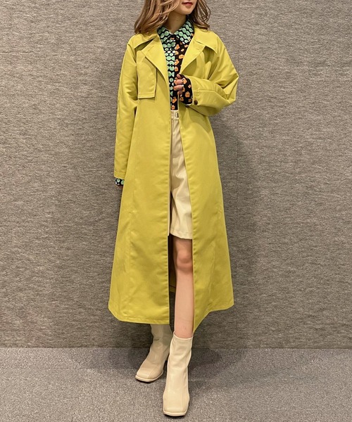 AS KNOW AS PINKY（アズノゥアズピンキー）の「ばさ重ねステンカラーコート（ステンカラーコート・レディース・ピンク/イエロー/ブルーグレー/ライトベージュ・FREE）」の4枚目の写真