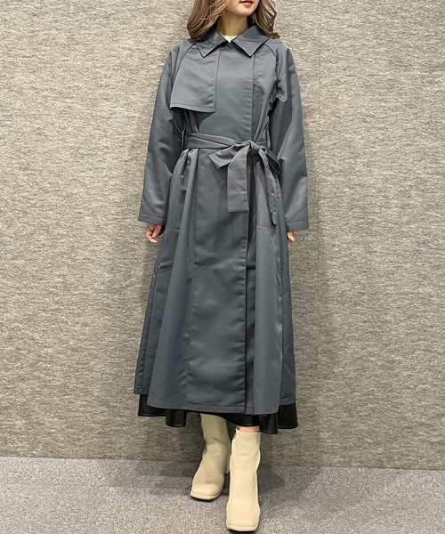 AS KNOW AS PINKY（アズノゥアズピンキー）の「ばさ重ねステンカラーコート（ステンカラーコート・レディース・ピンク/イエロー/ブルーグレー/ライトベージュ・FREE）」の2枚目の写真