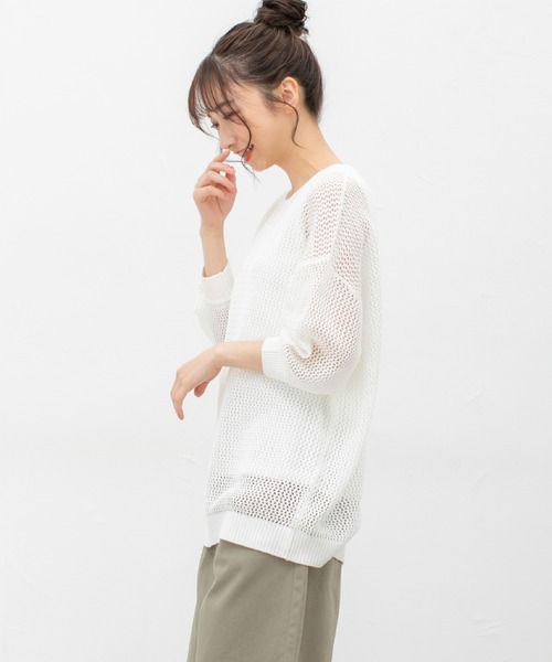 Honeys（ハニーズ）の「メッシュ編トップス（ニット/セーター・レディース・ホワイト/ベージュ/ブラック/イエロー系その他・L/M/S）」の14枚目の写真