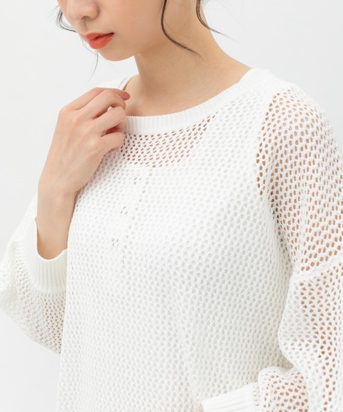 メルトニットバニー　ホワイト×ホワイトＳサイズ トップス ニット セーター[品番：HNSW0009960]｜Honeys