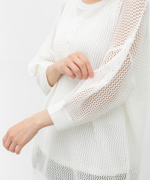 Honeys（ハニーズ）の「メッシュ編トップス（ニット/セーター・レディース・ホワイト/ベージュ/ブラック/イエロー系その他・L/M/S）」の11枚目の写真