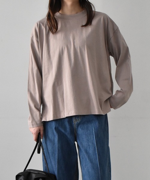 RANAN(ラナン)の「〈Beautiful Cotton 綿100%〉UVカット/接触冷感 モックネックTシャツ 長袖(Tシャツ/カットソー・レディース・ラベンダー/ネイビー/チャコール/グリーン/カーキ/ダークブルー/ベージュ/ブラック/モカ/オフホワイト/ライトグレー/ボルドー/オレンジ系/グリーン系その他/ダークブラウン/ブラウン系/パープル/イエロー/その他・LL/S/L/M)」の8枚目の写真