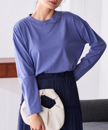〈Beautiful Cotton 綿100%〉UVカット/接触冷感 モックネックTシャツ 長袖