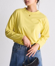 〈Beautiful Cotton 綿100%〉UVカット/接触冷感 モックネックTシャツ 長袖