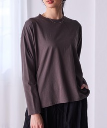 〈Beautiful Cotton　綿100％〉UVカット/接触冷感　モックネックTシャツ　長袖