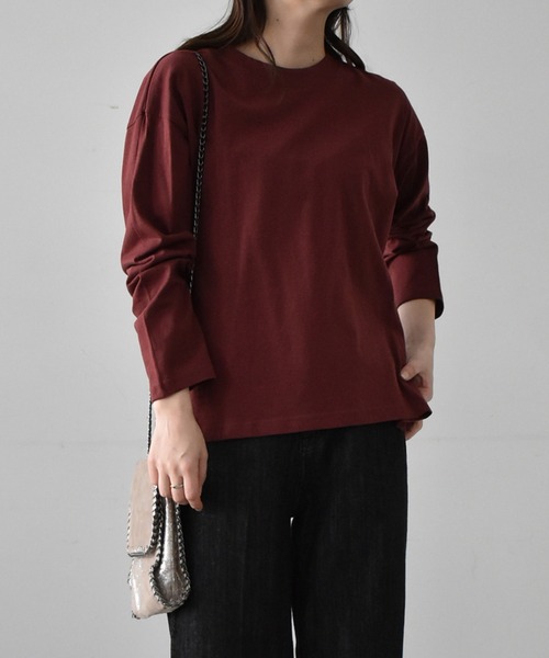 RANAN(ラナン)の「〈Beautiful Cotton 綿100%〉UVカット/接触冷感 モックネックTシャツ 長袖(Tシャツ/カットソー・レディース・ラベンダー/ネイビー/チャコール/グリーン/カーキ/ダークブルー/ベージュ/ブラック/モカ/オフホワイト/ライトグレー/ボルドー/オレンジ系/グリーン系その他/ダークブラウン/ブラウン系/パープル/イエロー/その他・LL/S/L/M)」の17枚目の写真