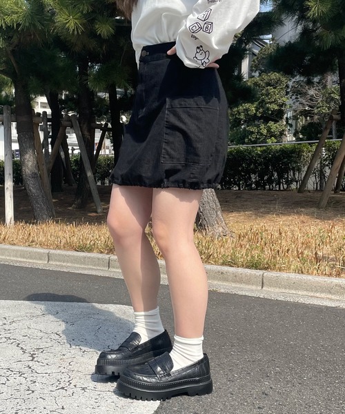 PairPair(ペアペア)の「デニムパンプキンスカート(デニムスカート・レディース・ブラック/インディゴブルー・フリー)」の21枚目の写真
