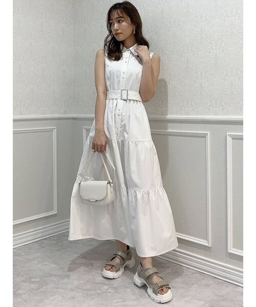 dazzlin（ダズリン）の「メタルボタンティアードワンピース（ワンピース・レディース・ベージュ/オフホワイト/インディゴブルー・FREE）」の8枚目の写真